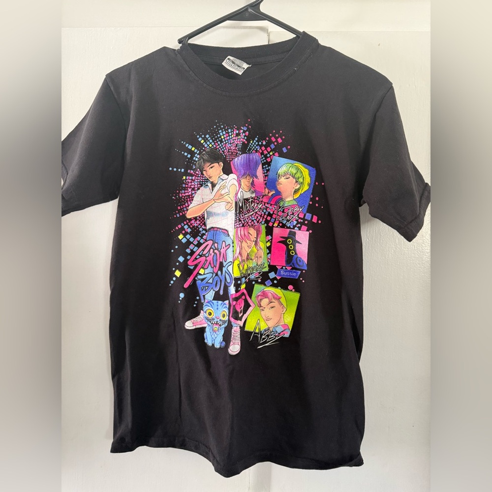 Demon hunters Black Tee with Neon Cartoon Graphic